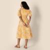 image:imageAmazon Essentials Womens RegularFit Cotton Sateen Puff Sleeve Midi Dress VNeckGolden Yellow Beige Folk Floral Multi