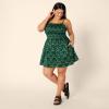 image:imageAmazon Essentials Womens RegularFit Cotton Sateen Smocked Bodice Short DressDark Green Birds