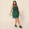image:imageAmazon Essentials Womens RegularFit Cotton Sateen Smocked Bodice Short DressDark Green Green Birds