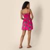 image:imageAmazon Essentials Womens RegularFit Cotton Sateen Smocked Bodice Short DressHot Pink Red Leafy Floral