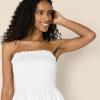 image:imageAmazon Essentials Womens RegularFit Cotton Sateen Smocked Bodice Short DressWhite