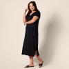 image:imageAmazon Essentials Womens Stretchy Jersey VNeck Short Sleeve Midi Length DressBlack