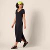 image:imageAmazon Essentials Womens Stretchy Jersey VNeck Short Sleeve Midi Length DressBlack