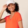 image:imageAmazon Essentials Womens Stretchy Jersey VNeck Short Sleeve Midi Length DressCoral Orange