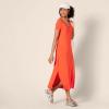 image:imageAmazon Essentials Womens Stretchy Jersey VNeck Short Sleeve Midi Length DressCoral Orange