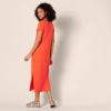 image:imageAmazon Essentials Womens Stretchy Jersey VNeck Short Sleeve Midi Length DressCoral Orange