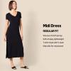 image:imageAmazon Essentials Womens Stretchy Jersey VNeck Short Sleeve Midi Length DressDark Camel Animal Print