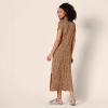 image:imageAmazon Essentials Womens Stretchy Jersey VNeck Short Sleeve Midi Length DressDark Camel Animal Print