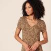 image:imageAmazon Essentials Womens Stretchy Jersey VNeck Short Sleeve Midi Length DressDark Camel Animal Print