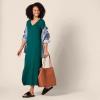 image:imageAmazon Essentials Womens Stretchy Jersey VNeck Short Sleeve Midi Length DressDark Green