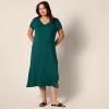 image:imageAmazon Essentials Womens Stretchy Jersey VNeck Short Sleeve Midi Length DressDark Green