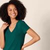 image:imageAmazon Essentials Womens Stretchy Jersey VNeck Short Sleeve Midi Length DressDark Green
