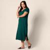 image:imageAmazon Essentials Womens Stretchy Jersey VNeck Short Sleeve Midi Length DressDark Green