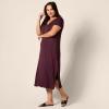 image:imageAmazon Essentials Womens Stretchy Jersey VNeck Short Sleeve Midi Length DressDark Purple