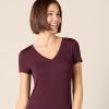 image:imageAmazon Essentials Womens Stretchy Jersey VNeck Short Sleeve Midi Length DressDark Purple