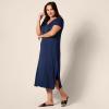 image:imageAmazon Essentials Womens Stretchy Jersey VNeck Short Sleeve Midi Length DressNavy