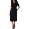 image:imageAmazon Essentials Womens Fit and Flare HalfSleeve Waisted Midi ALine Dress with PocketsBlack