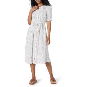 image:imageAmazon Essentials Womens Fit and Flare HalfSleeve Waisted Midi ALine Dress with PocketsOffwhite Confetti Print