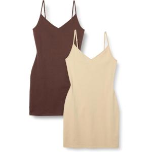 image:imageAmazon Essentials Womens Slim Fit Cotton Layering Slip DressBrownLight Camel