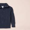 image:imageAmazon Essentials Boys and Toddlers QuarterZip CableKnit RelaxedFit Cotton SweaterNavy