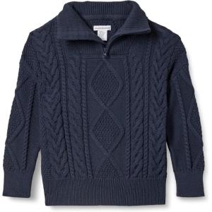 image:imageAmazon Essentials Boys and Toddlers QuarterZip CableKnit RelaxedFit Cotton SweaterNavy