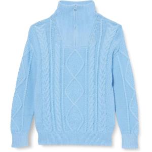 image:imageAmazon Essentials Boys and Toddlers QuarterZip CableKnit RelaxedFit Cotton SweaterPowder Blue