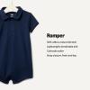 image:imageAmazon Essentials x Sofia Grainge Baby Boys Short Sleeve Cotton Polo Romper Pack of 2NavyPale Mint Green
