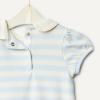 image:imageAmazon Essentials x Sofia Grainge Baby Girls Cotton Short Sleeve Romper with Peter Pan CollarLight BlueStripe