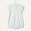 image:imageAmazon Essentials x Sofia Grainge Baby Girls Cotton Short Sleeve Romper with Peter Pan CollarLight BlueStripe
