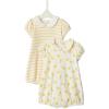 image:imageAmazon Essentials x Sofia Grainge Baby Girls Cotton Short Sleeve Romper with Peter Pan CollarLemonUneven Stripe