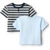 image:imageAmazon Essentials x Sofia Grainge Toddlers and Baby Boys Cotton Short Sleeve Crewneck TShirts Pack of 2Light BlueStripe