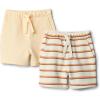 image:imageAmazon Essentials x Sofia Grainge Toddlers and Baby Boys PullOn Knit French Terry Shorts Pack of 2Pale YellowStripe