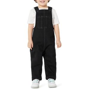 image:imageAmazon Essentials Unisex Babies Soft Stretch RegularFit Denim OverallsBlack Wash