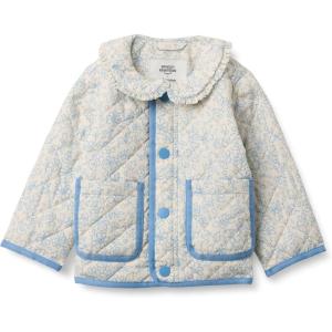 image:imageAmazon Essentials x Sofia Grainge Toddler and Baby Girls Midweight Quilted Field Jacket with RuffleIvory Blue Outlined Blooms