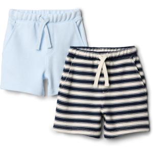 image:imageAmazon Essentials x Sofia Grainge Toddlers and Baby Boys PullOn Knit French Terry Shorts Pack of 2Light BlueStripe