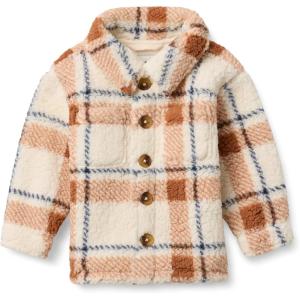 image:imageAmazon Essentials x Sofia Grainge Toddlers and Baby Boys Sherpa Fleece Overshirt JacketIvory Light Caramel Simple Plaid