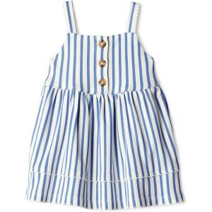 image:imageAmazon Essentials x Sofia Grainge Toddlers and Baby Girls Cotton Casual Fit and Flare DressBlue Stripe
