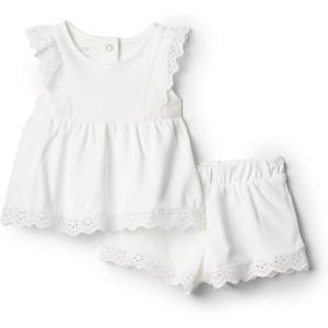 image:imageAmazon Essentials x Sofia Grainge Toddlers and Baby Girls Cotton Eyelet Top amp Shorts Play Set MultipacksWhite