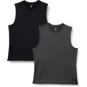 image:imageAmazon Essentials Mens Active Quick Dry MoistureWicking Tech Stretch Lightweight Sleeveless Muscle Shirt MultipacksBlackHeather Graphite