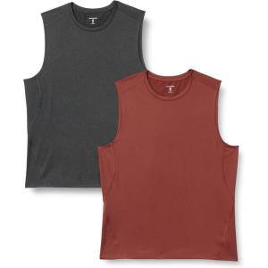 image:imageAmazon Essentials Mens Active Quick Dry MoistureWicking Tech Stretch Lightweight Sleeveless Muscle Shirt MultipacksHeather GraphiteHenna