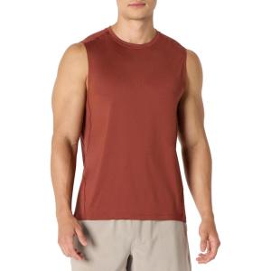 image:imageAmazon Essentials Mens Active Quick Dry MoistureWicking Tech Stretch Lightweight Sleeveless Muscle Shirt MultipacksRich Chestnut Brown