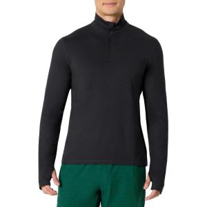 image:imageAmazon Essentials Mens Athletic Soft Performance Lightweight QuarterZip Hoodie Long Sleeve Workout TopSpace Dye Black