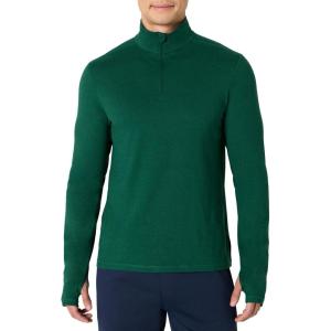 image:imageAmazon Essentials Mens Athletic Soft Performance Lightweight QuarterZip Hoodie Long Sleeve Workout TopSpace Dye Green