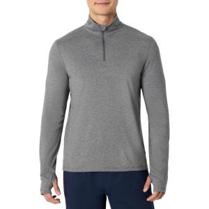 image:imageAmazon Essentials Mens Athletic Soft Performance Lightweight QuarterZip Hoodie Long Sleeve Workout TopSpace Dye Grey