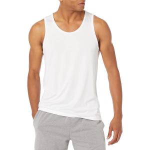 image:imageAmazon Essentials Mens Quick Dry Tech Stretch Active Sleeveless Gym Tank Top Workout ShirtBright White