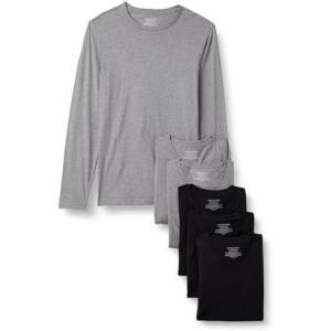 image:imageAmazon Essentials Mens Slim Fit Cotton Crew Neck UndershirtsBlackGrey Heather Long Sleeve