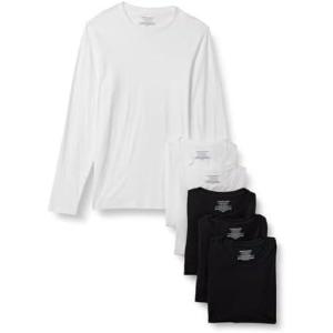 image:imageAmazon Essentials Mens Slim Fit Cotton Crew Neck UndershirtsBlackWhite Long Sleeve