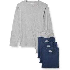image:imageAmazon Essentials Mens Slim Fit Cotton Crew Neck UndershirtsMedium Grey HeatherNavy Long Sleeve