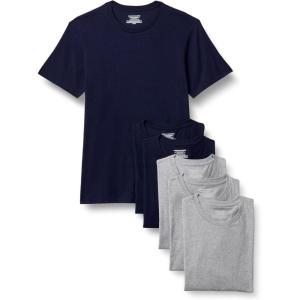 image:imageAmazon Essentials Mens Slim Fit Cotton Crew Neck UndershirtsMedium Grey HeatherNavy Short Sleeve