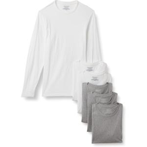 image:imageAmazon Essentials Mens Slim Fit Cotton Crew Neck UndershirtsMedium Grey HeatherWhite Long Sleeve